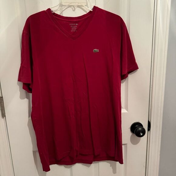 LACOSTE MENS V NECK STRETCH SHORT SLEEVE T SHIRT 100% PIMA COTTON XXL  SIZE 7 - Picture 1 of 5